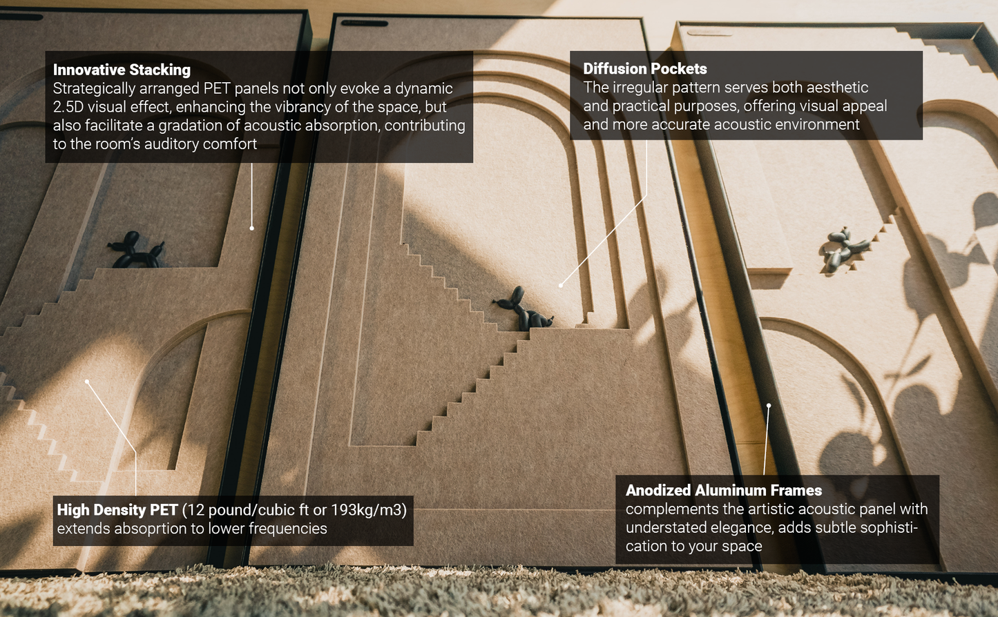M.C. Escher Inspired Set (Sandstone) (A set of three panels)